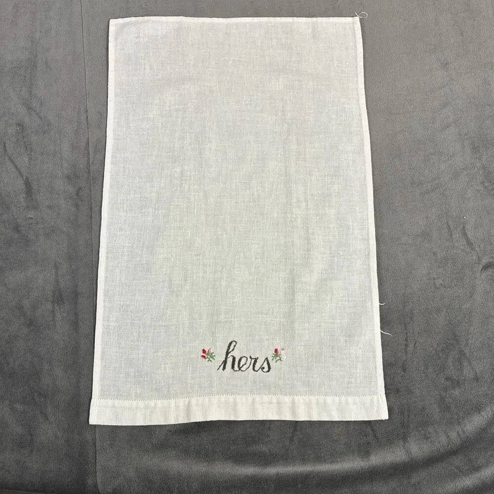 Vintage Embroidered Hand Towels HIS and HERS 12